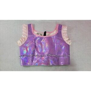 Holographic Spiked Crop Top RARE Cosmic Unicornz Rave Festival Vinyl Small